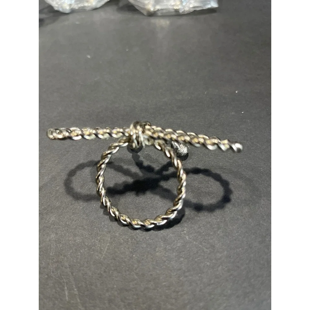 Silver Tone Twisted Rope Bow Napkin Rings Set of 4 Table Decor Accessory